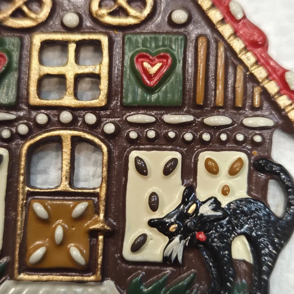Vintage German Gingerbread House Painted Pewter Kuhn Kollektion Hansel/Gretel